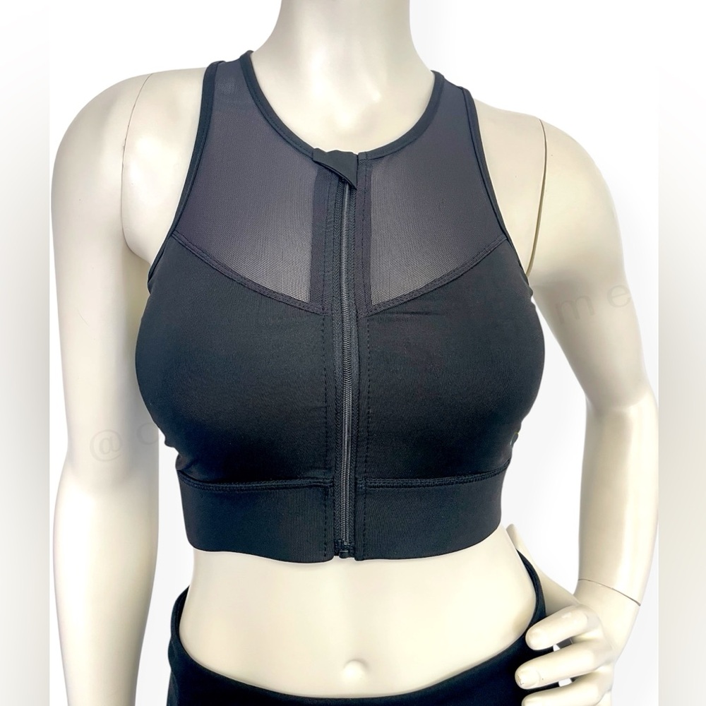 Mesh Zip-Front Sports Bra